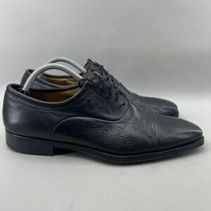 Magnanni Cap Toe Oxford Men Size 10 D Black Leather Dress Formal Lace Up Shoes
